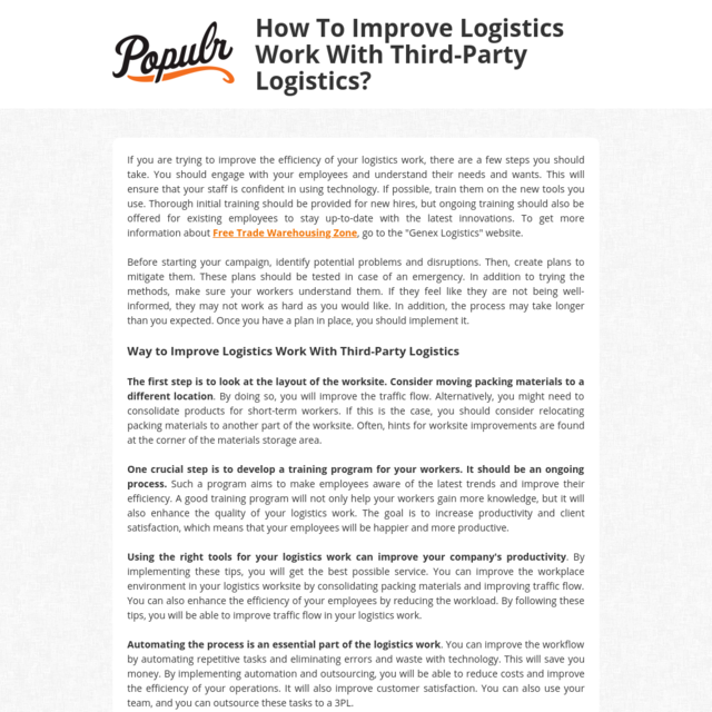 How To Improve Logistics Work With Third-Party Logistics?