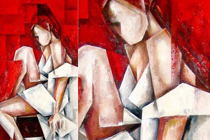 Evren Temel cubism art paintings with oil and acrylic on Trendy Art Ideas