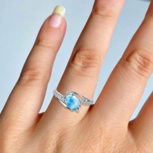 Buy Blue Larimar Stone Ring at Wholesale Prices | Rananjay Exports