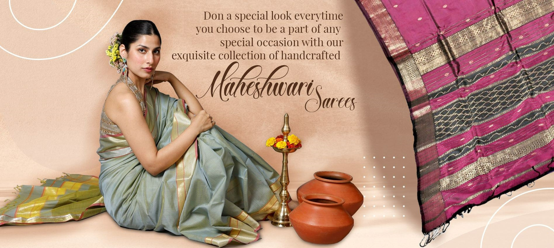 Maheshwari Sarees | Buy Handloom Maheshwari Silk Saree Online In India – House Of Elegance - Style That Inspires