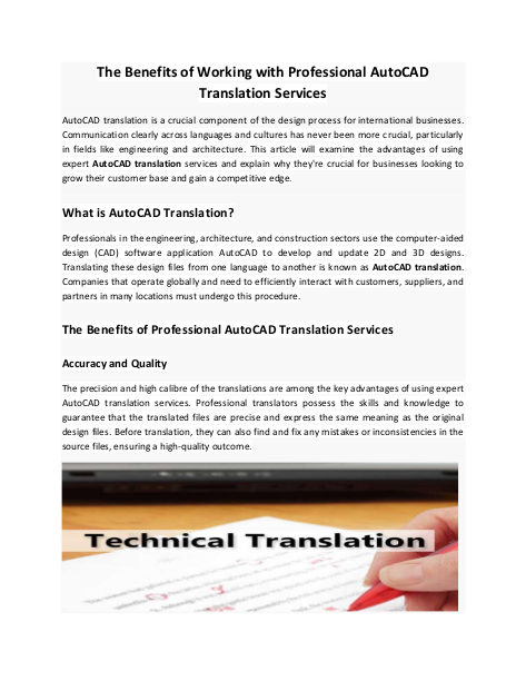 The Benefits of Working with Professional AutoCAD Translation Services | edocr