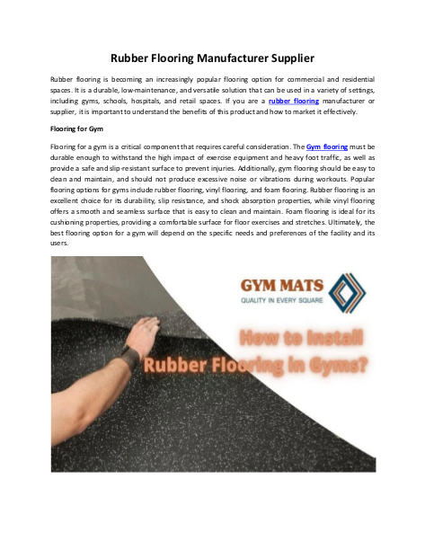 Rubber flooring Manufacturer Supplier